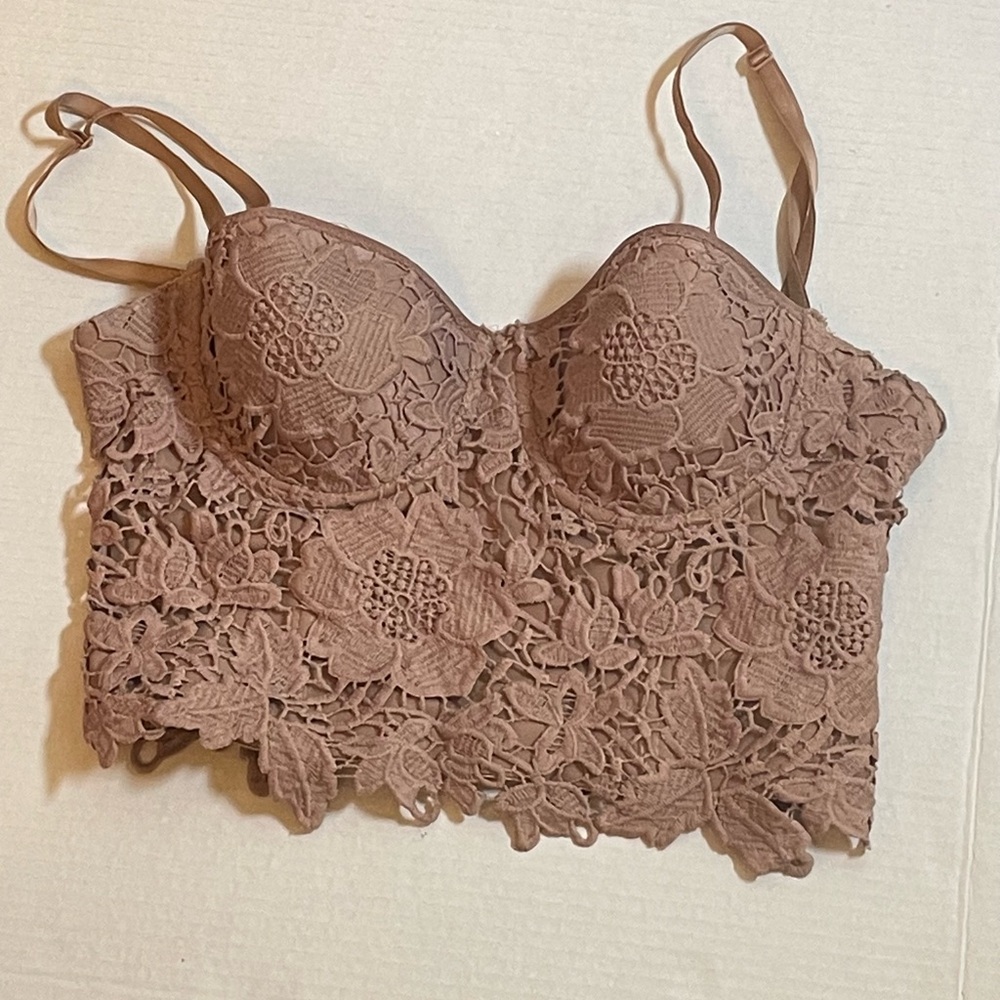 Lace Floral Bralette in Brown